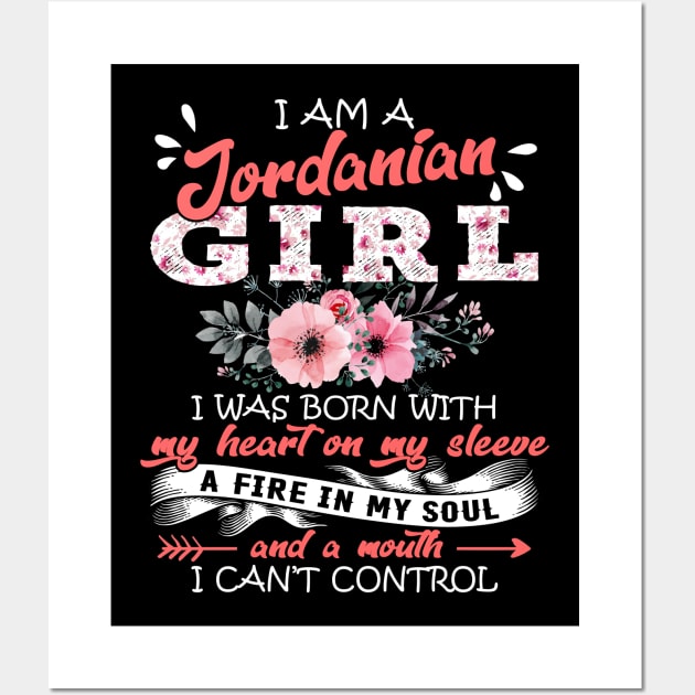 Jordanian Girl I Was Born With My Heart on My Sleeve Floral Jordan Flowers Graphic Wall Art by Kens Shop